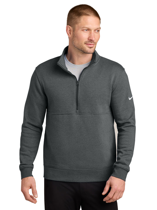Men's Two-Pocket Club Fleece Sleeve Swoosh 1/2-Zip - NKDX6718 - Charcoal Heather
