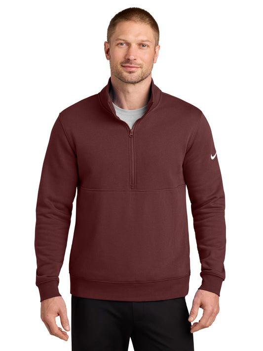 Men's Two-Pocket Club Fleece Sleeve Swoosh 1/2-Zip - NKDX6718 - Dark Team Red