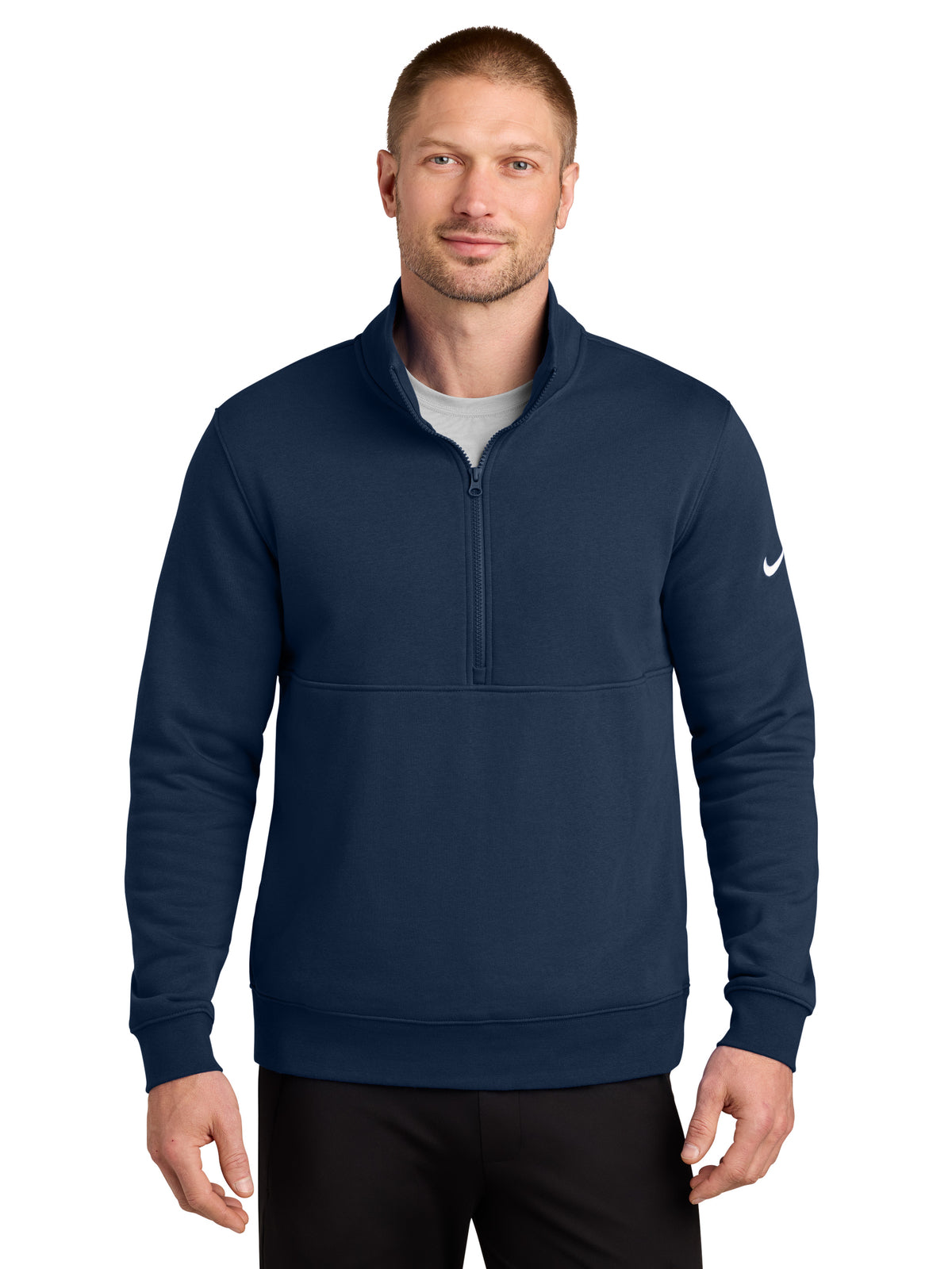 Men's Two-Pocket Club Fleece Sleeve Swoosh 1/2-Zip - NKDX6718 - Midnight Navy
