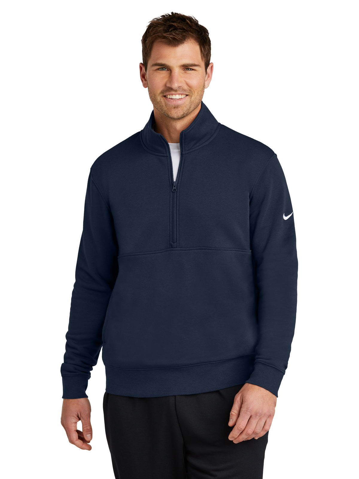 Men's Two-Pocket Club Fleece Sleeve Swoosh 1/2-Zip - NKDX6718 - Midnight Navy
