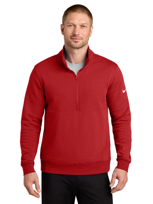 Men's Two-Pocket Club Fleece Sleeve Swoosh 1/2-Zip - NKDX6718 - University Red