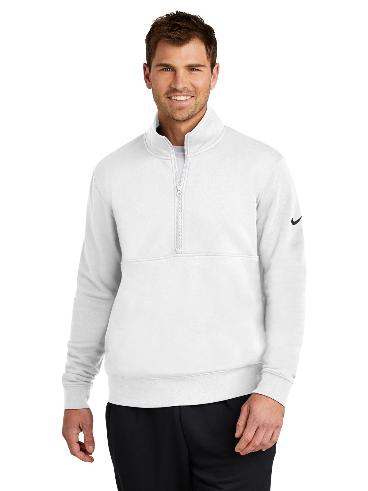 Men's Two-Pocket Club Fleece Sleeve Swoosh 1/2-Zip - NKDX6718 - White