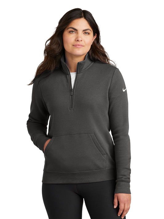 Ladies Club Fleece Sleeve Swoosh 1/2-Zip Sweatshirt - NKDX6720 - Anthracite