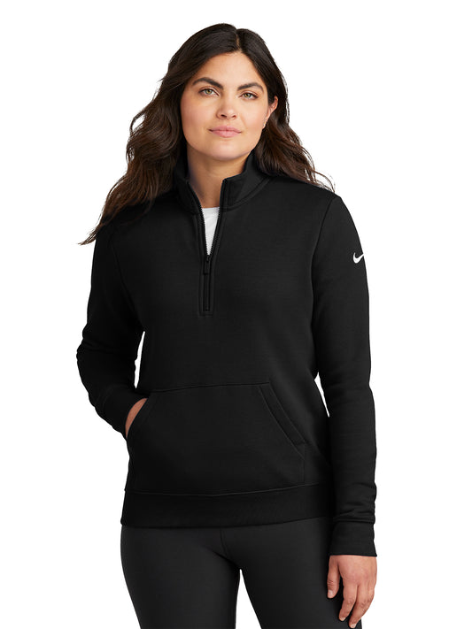 Ladies Club Fleece Sleeve Swoosh 1/2-Zip Sweatshirt - NKDX6720 - Black
