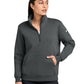Ladies Club Fleece Sleeve Swoosh 1/2-Zip Sweatshirt - NKDX6720 - Charcoal Heather