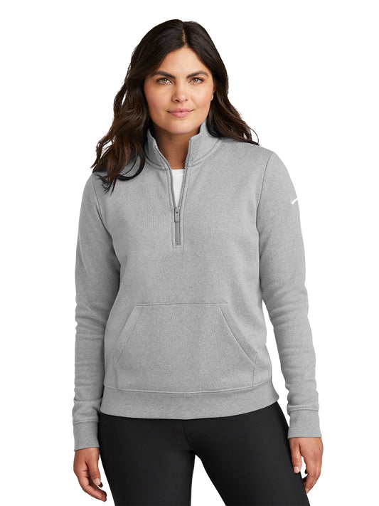Ladies Club Fleece Sleeve Swoosh 1/2-Zip Sweatshirt - NKDX6720 - Dark Grey Heather