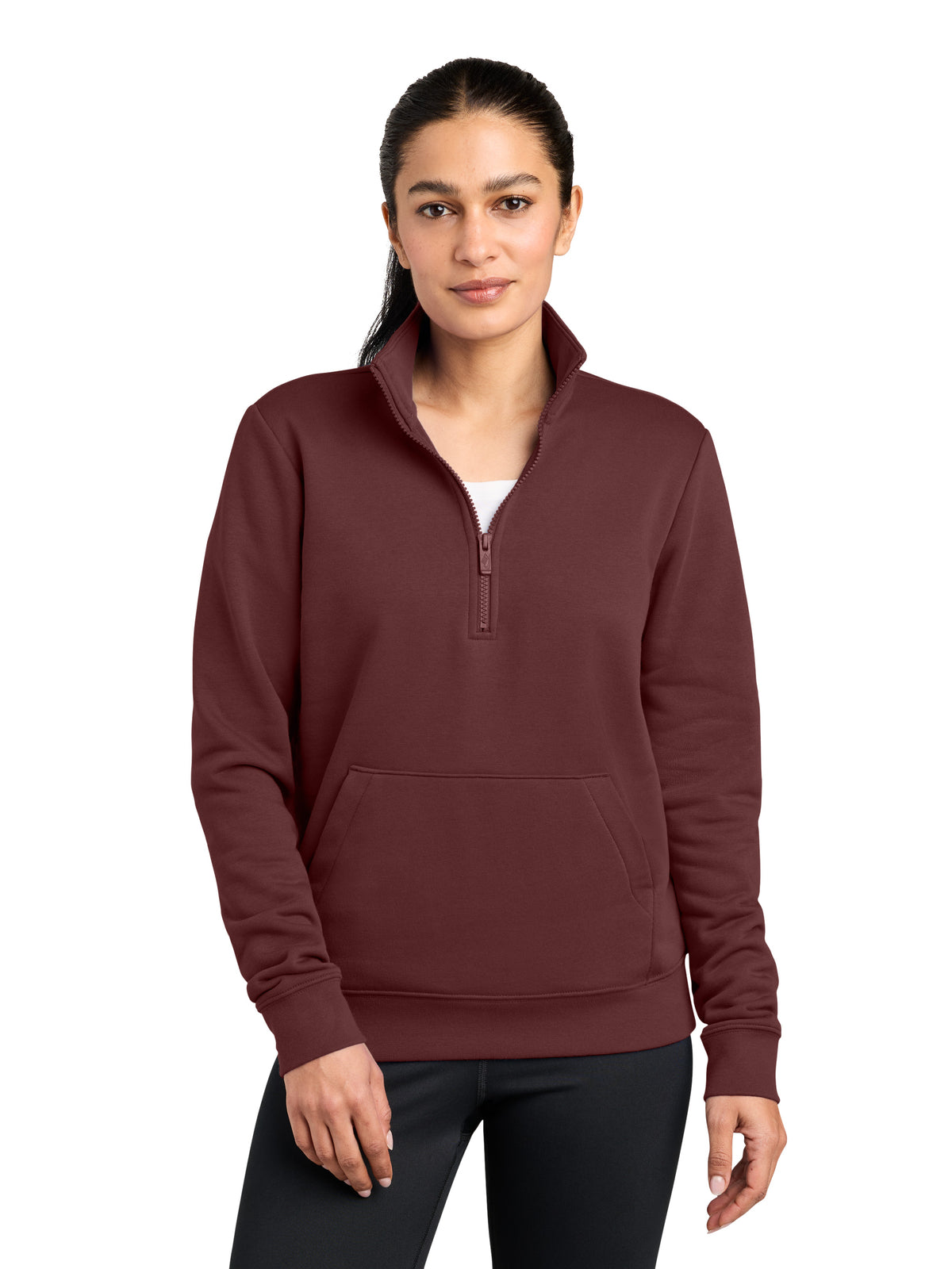 Ladies Club Fleece Sleeve Swoosh 1/2-Zip Sweatshirt - NKDX6720 - Dark Team Red