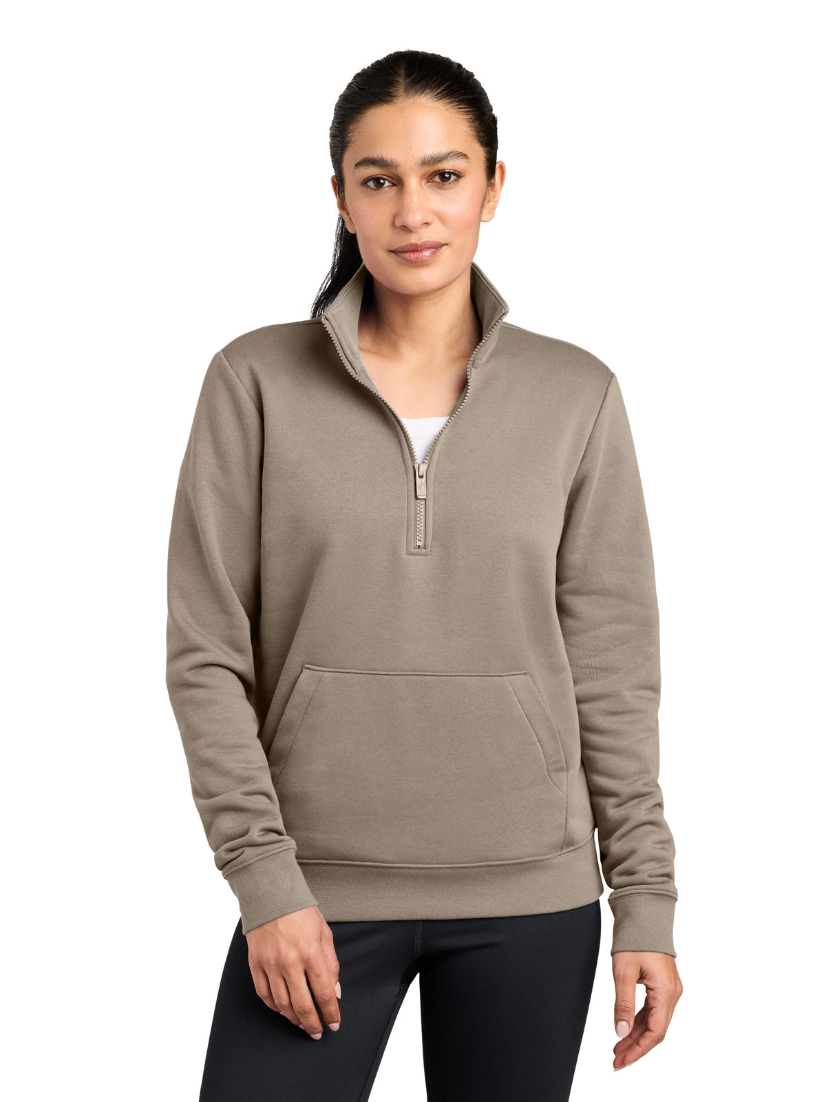 Ladies Club Fleece Sleeve Swoosh 1/2-Zip Sweatshirt - NKDX6720 - Khaki