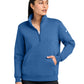 Ladies Club Fleece Sleeve Swoosh 1/2-Zip Sweatshirt - NKDX6720 - Light Game Royal Heather