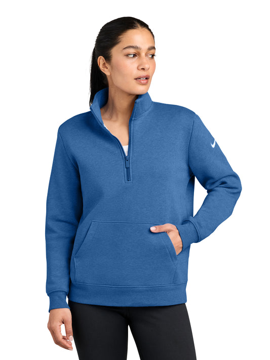 Ladies Club Fleece Sleeve Swoosh 1/2-Zip Sweatshirt - NKDX6720 - Light Game Royal Heather