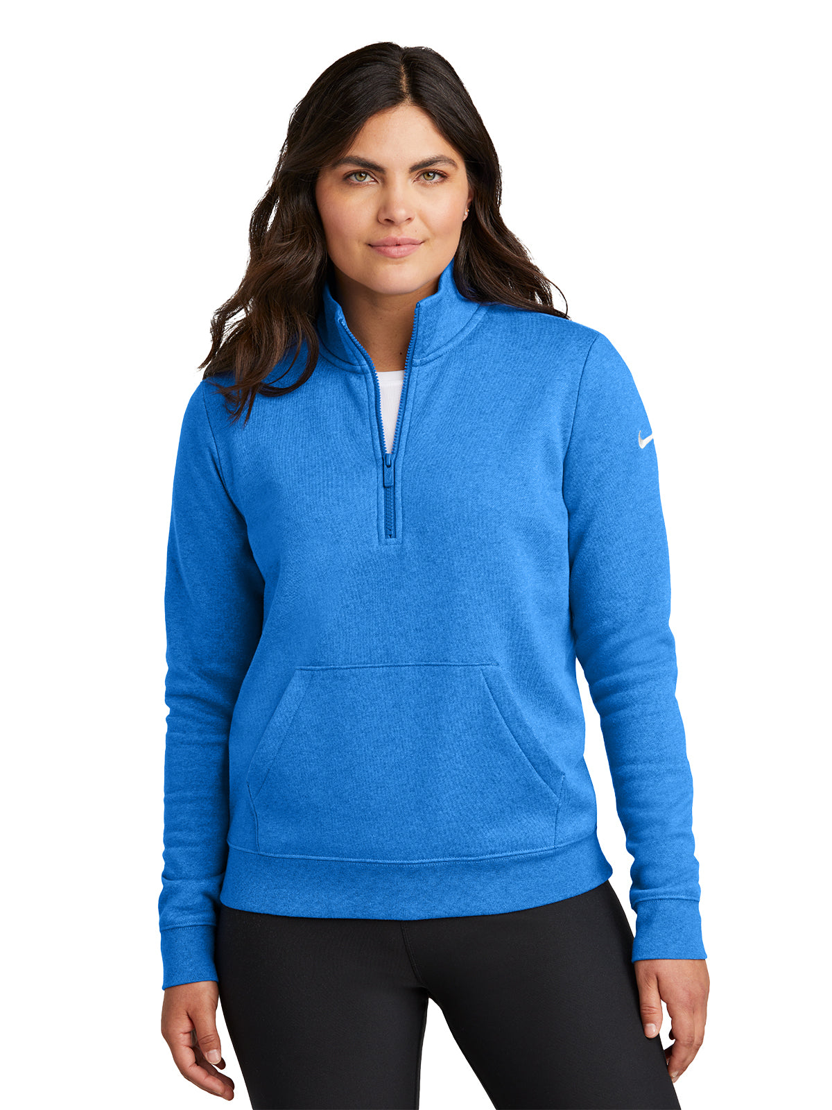 Ladies Club Fleece Sleeve Swoosh 1/2-Zip Sweatshirt - NKDX6720 - Light Game Royal Heather