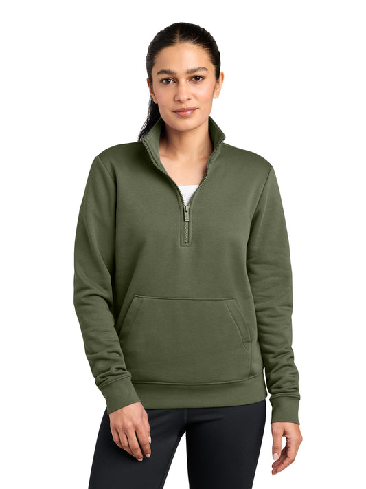 Ladies Club Fleece Sleeve Swoosh 1/2-Zip Sweatshirt - NKDX6720 - Medium Olive