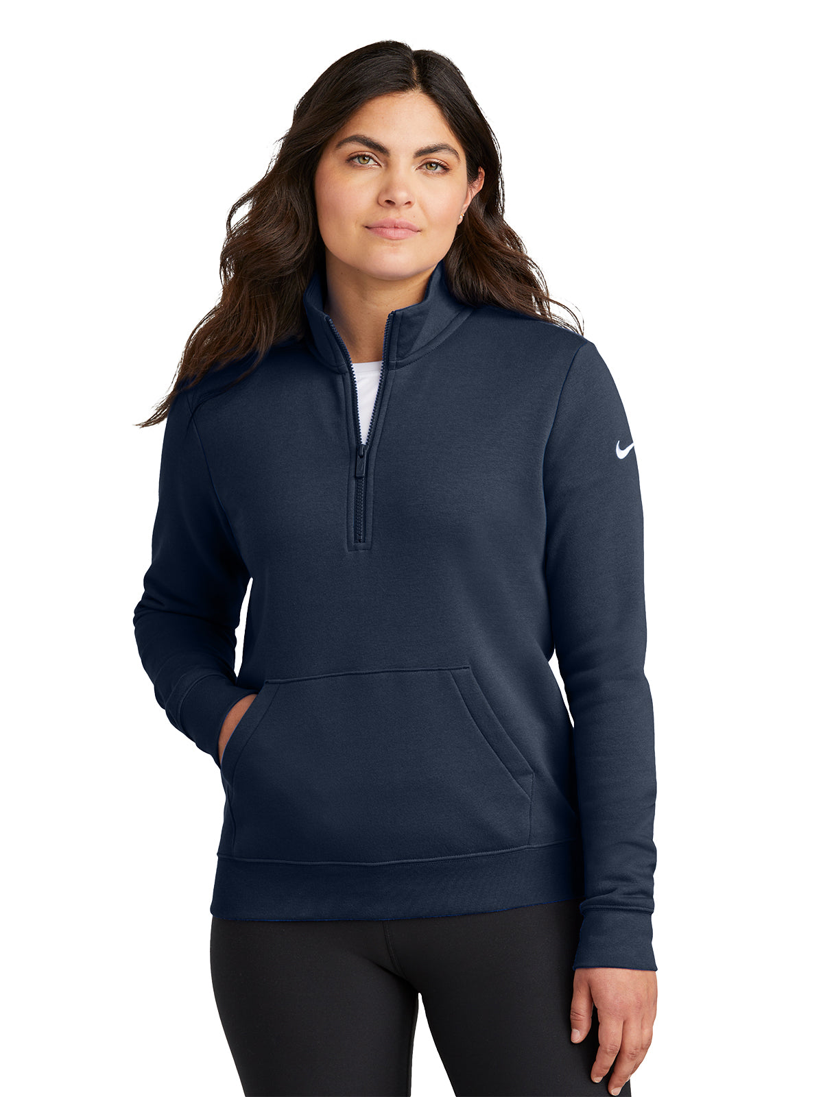 Ladies Club Fleece Sleeve Swoosh 1/2-Zip Sweatshirt - NKDX6720 - Midnight Navy