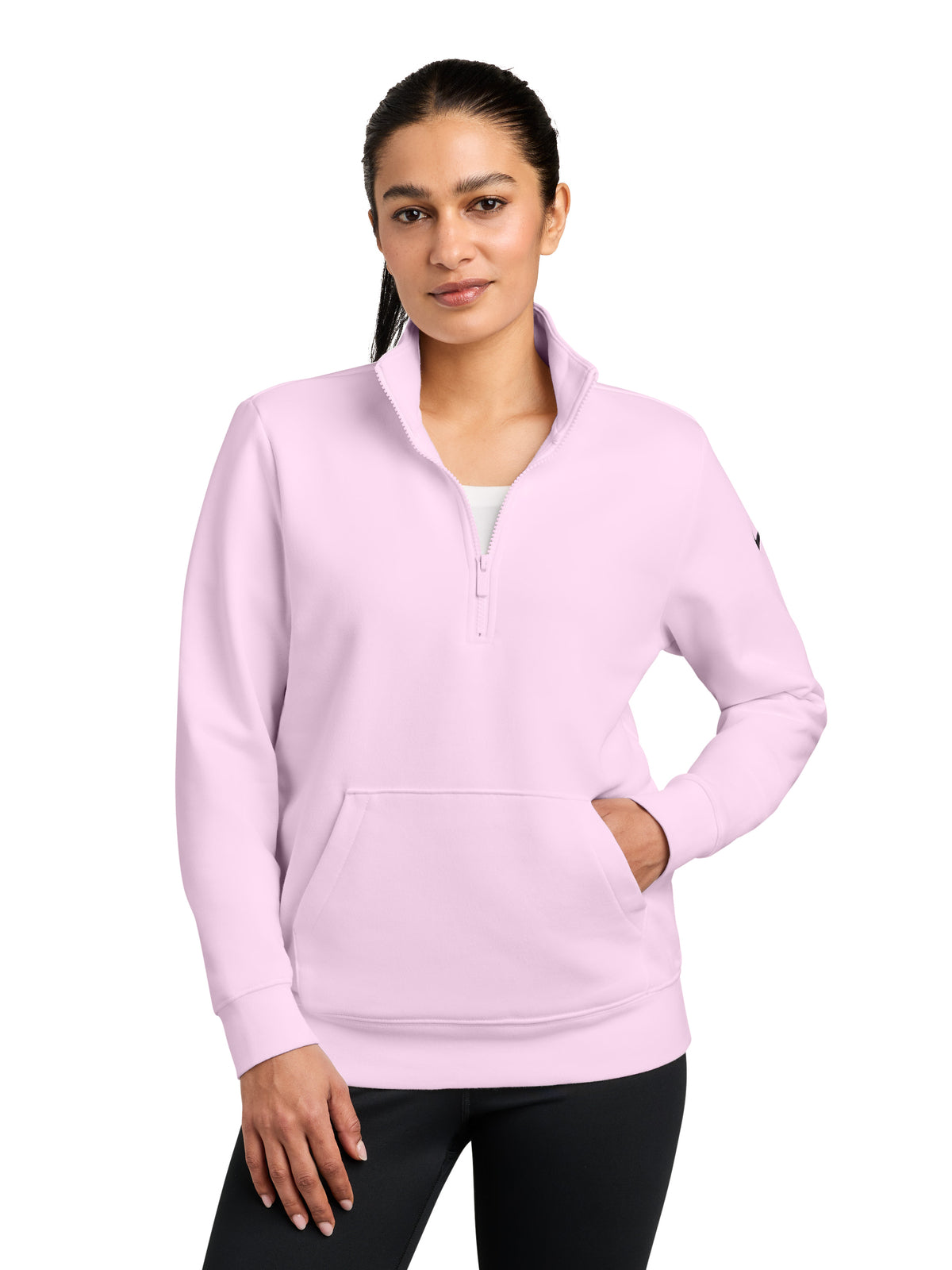 Ladies Club Fleece Sleeve Swoosh 1/2-Zip Sweatshirt - NKDX6720 - Pink Foam