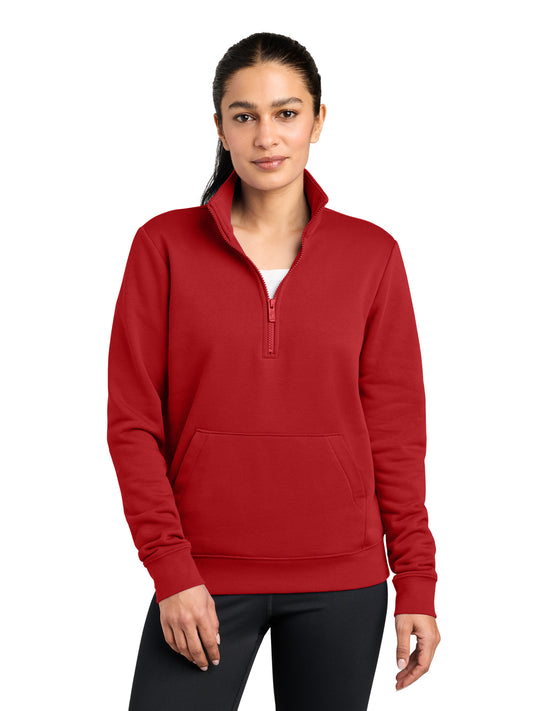 Ladies Club Fleece Sleeve Swoosh 1/2-Zip Sweatshirt - NKDX6720 - University Red
