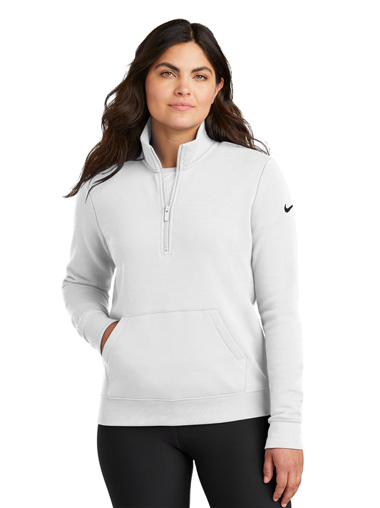 Ladies Club Fleece Sleeve Swoosh 1/2-Zip Sweatshirt - NKDX6720 - White