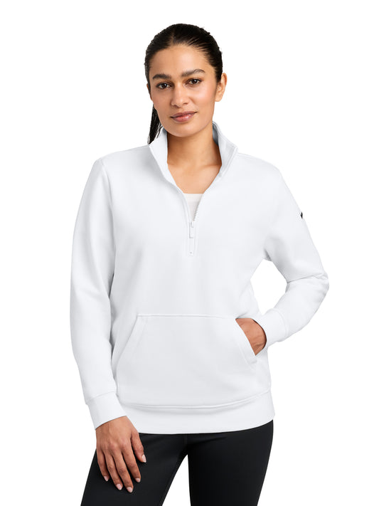 Ladies Club Fleece Sleeve Swoosh 1/2-Zip Sweatshirt - NKDX6720 - White