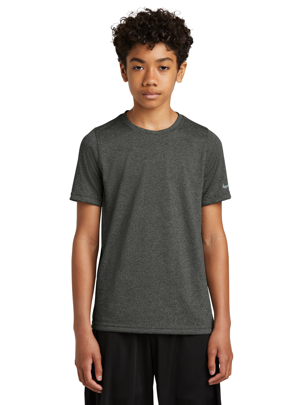 Unisex Pocketless Youth Swoosh Sleeve rLegend Tee - NKDX8787 - Dark Smoke Heather