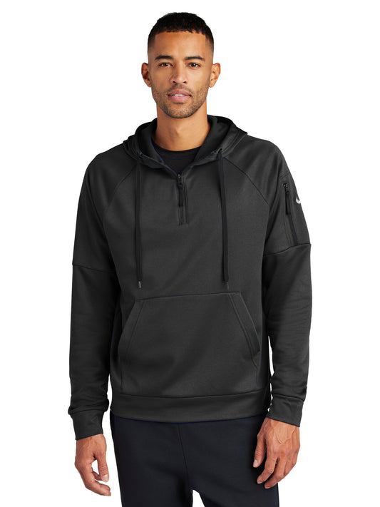 Men's 2-Pocket 1/4-Zip Fleece Hoodie - NKFD9742 - Black