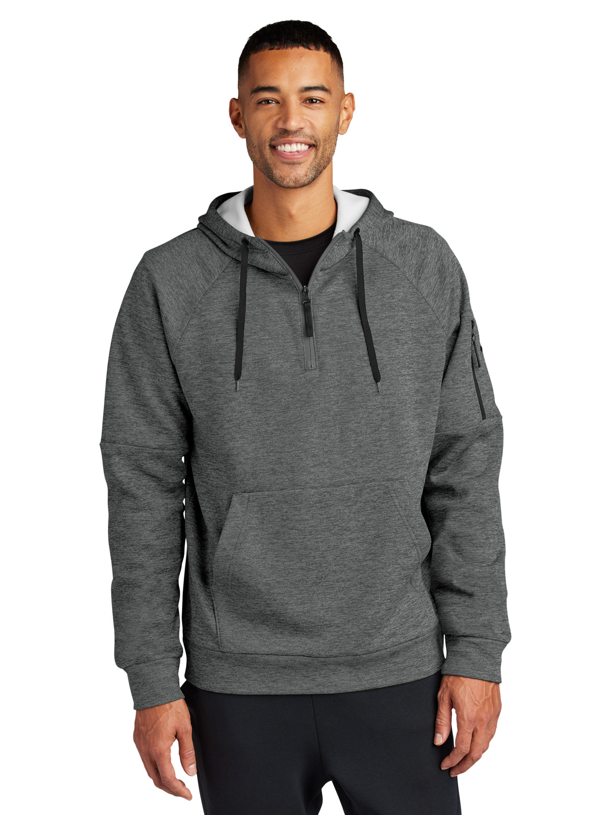 Men's 2-Pocket 1/4-Zip Fleece Hoodie - NKFD9742 - Charcoal Heather