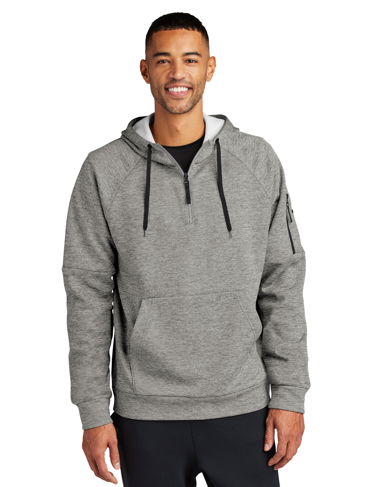 Men's 2-Pocket 1/4-Zip Fleece Hoodie - NKFD9742 - Dark Grey Heather