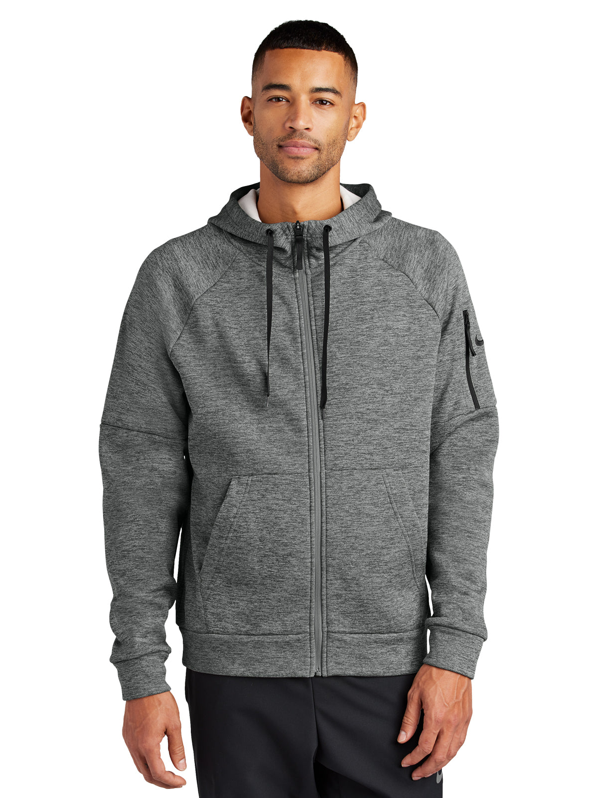 Men's Three-Pocket Therma-FIT Pocket Full-Zip Fleece Hoodie - NKFD9859 - Charcoal Heather