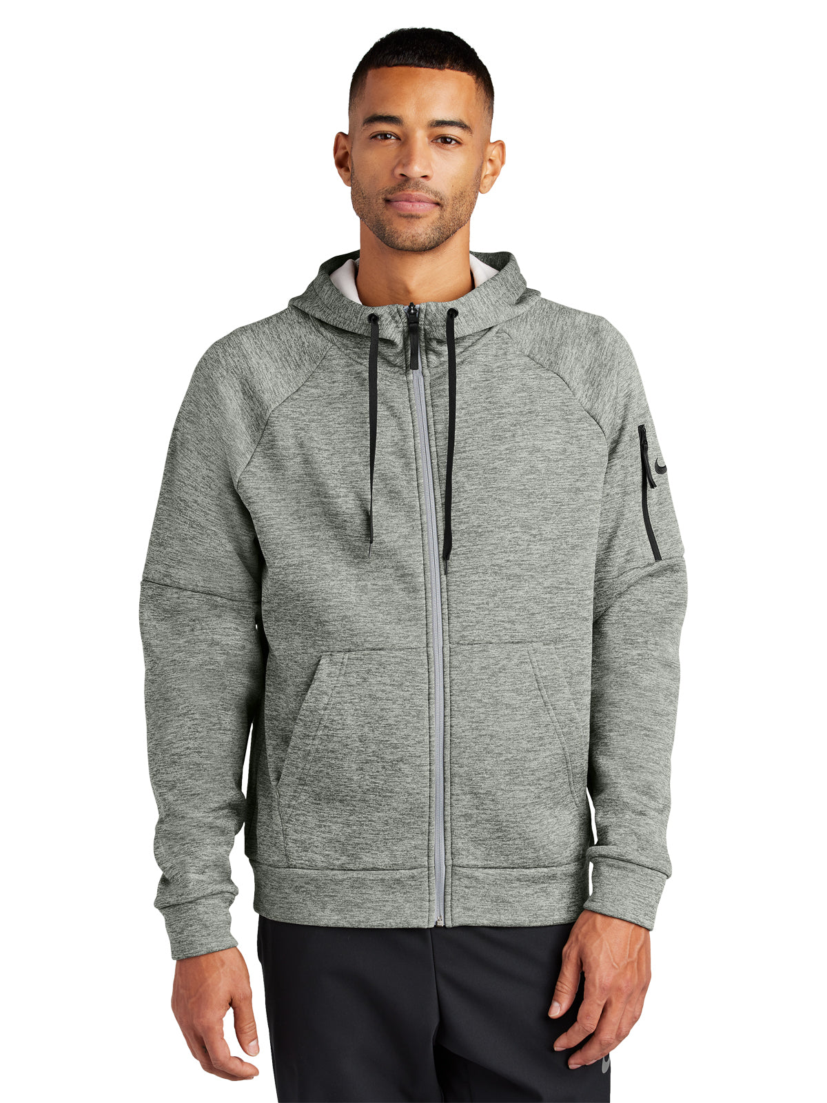 Men's Three-Pocket Therma-FIT Pocket Full-Zip Fleece Hoodie - NKFD9859 - Dark Grey Heather