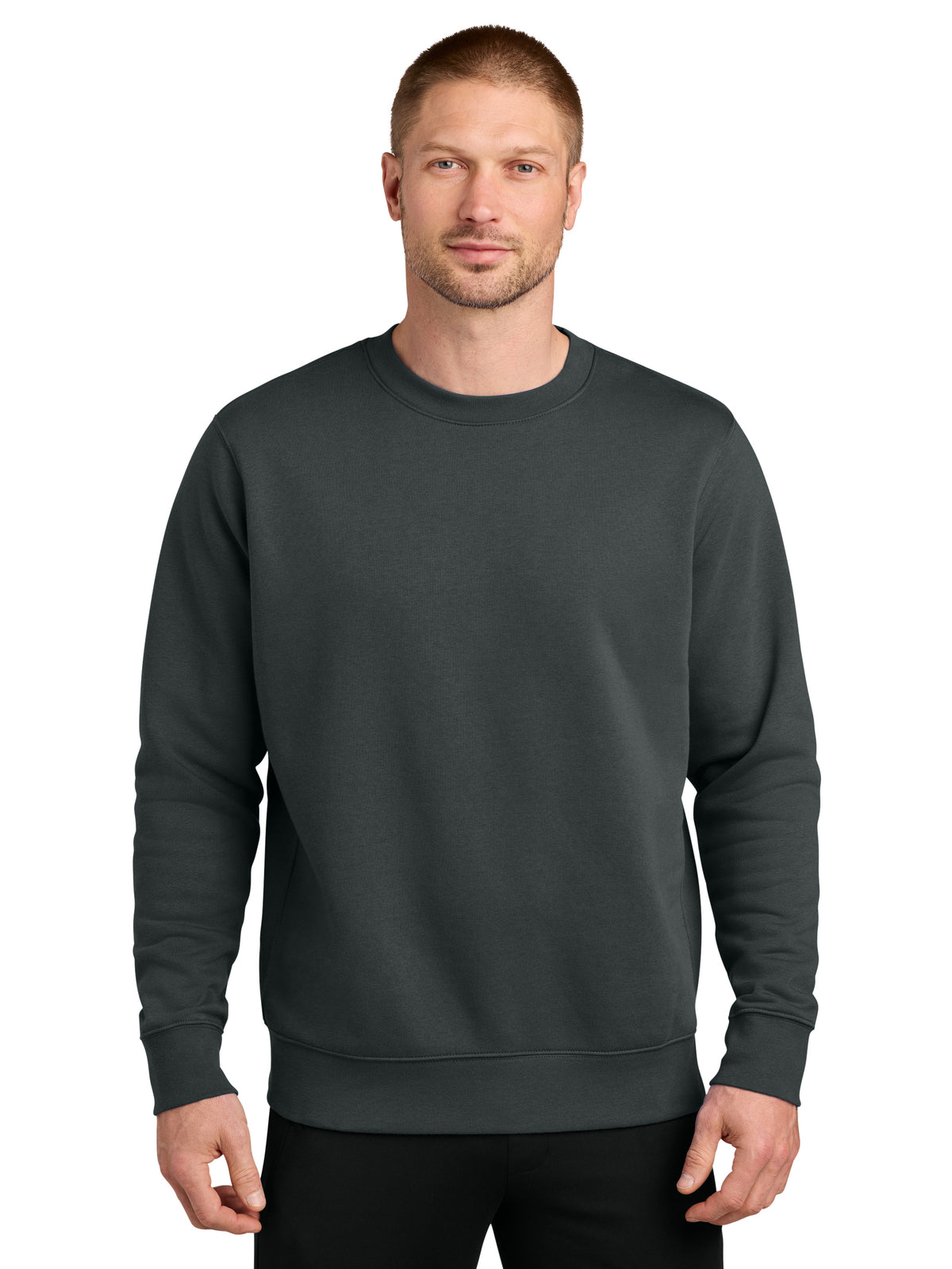 Men's Club Fleece Sleeve Swoosh Crew Neck Sweatshirt - NKFD9863 - Anthracite