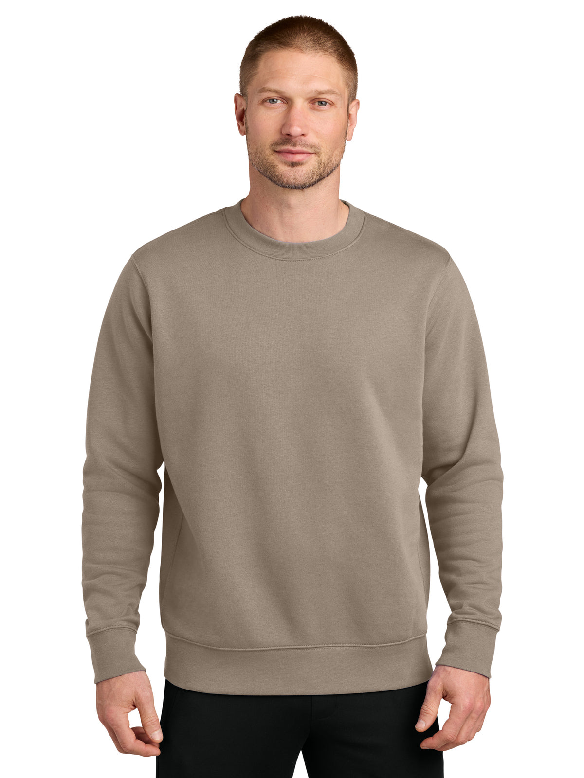 Men's Club Fleece Sleeve Swoosh Crew Neck Sweatshirt - NKFD9863 - Khaki