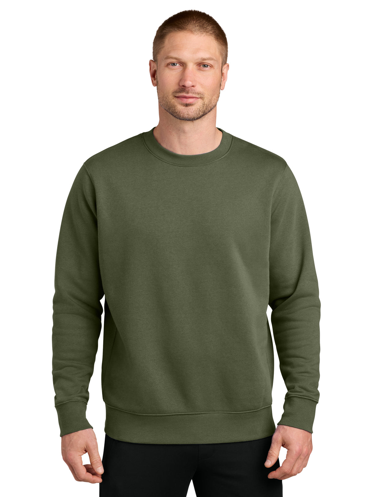 Men's Club Fleece Sleeve Swoosh Crew Neck Sweatshirt - NKFD9863 - Medium Olive