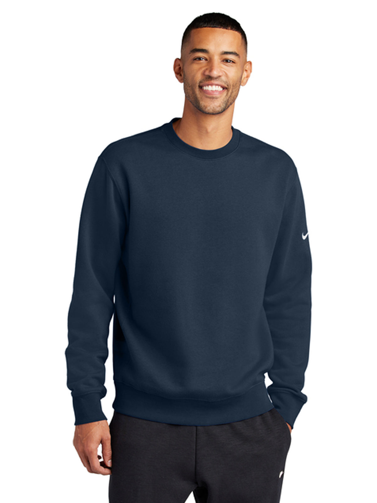 Men's Club Fleece Sleeve Swoosh Crew Neck Sweatshirt - NKFD9863 - Midnight Navy