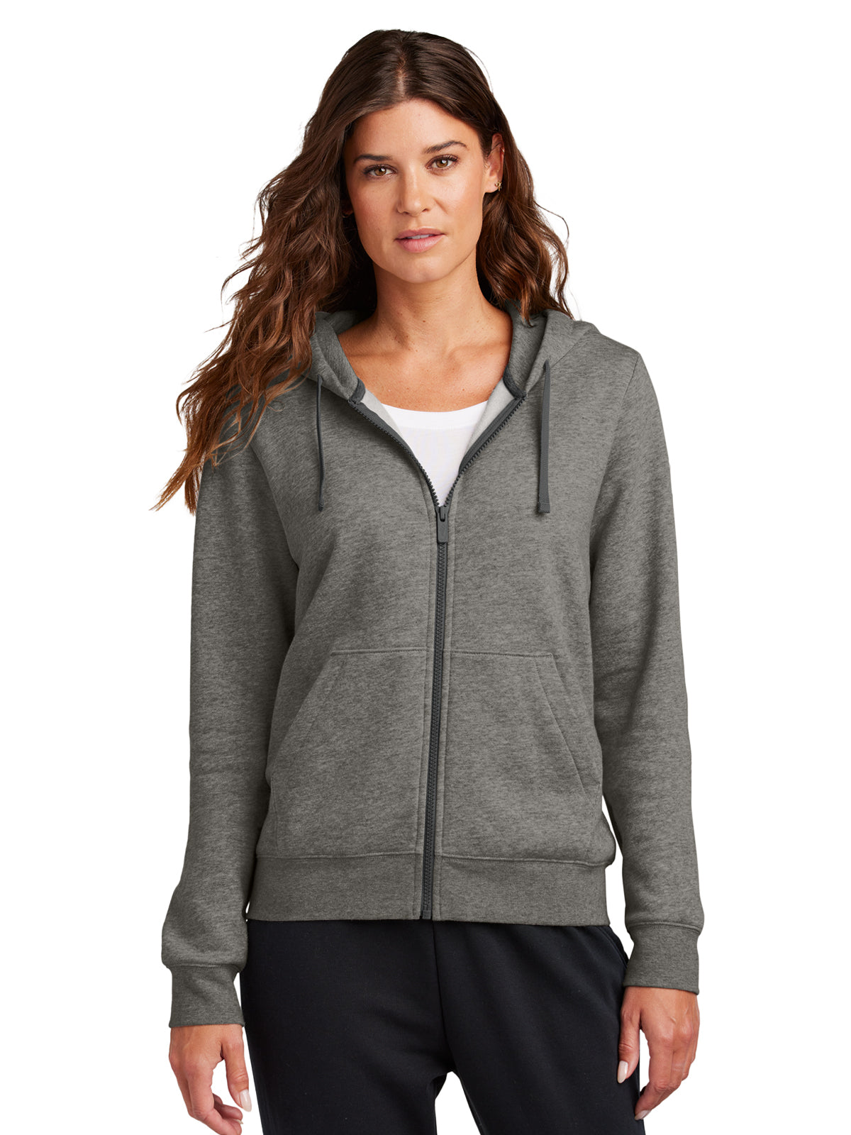 Women's 2-Pocket Fleece Full Zip Hoodie - NKFD9890 - Charcoal Heather