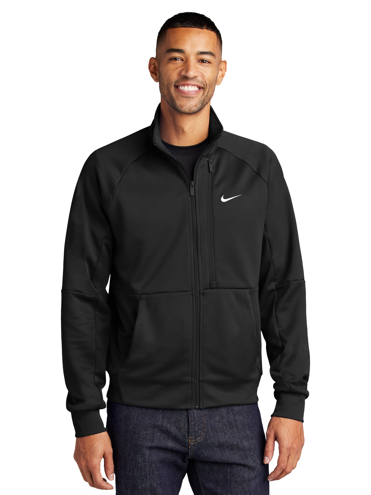 Men's Three-Pocket Full-Zip Chest Swoosh Jacket - NKFD9891 - Black