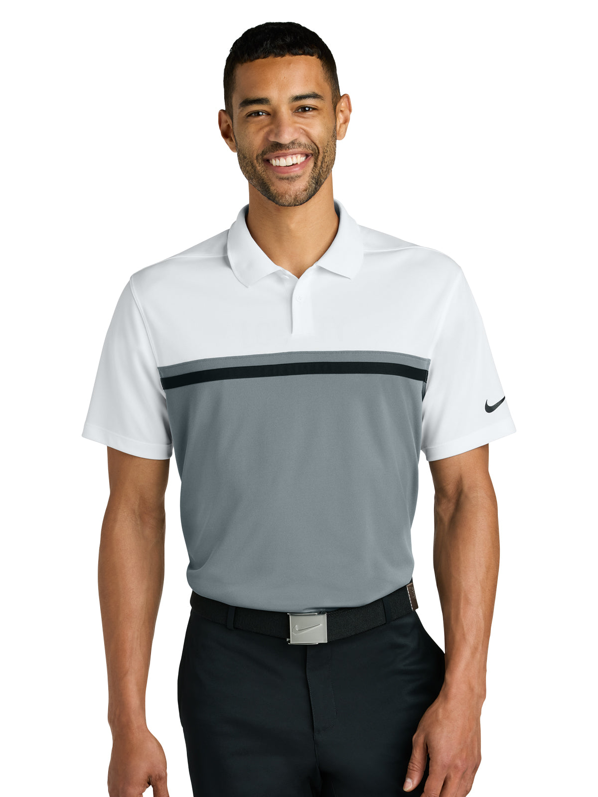Men's Dri-FIT Victory Colorblock Polo - NKFQ3968 - White/ Cool Grey/ Black