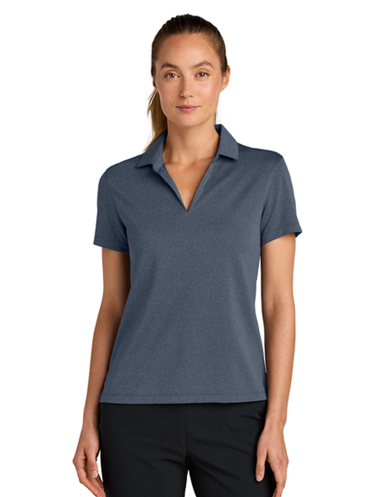 Women's Pocketless Smooth Heather Polo - NKFQ4793 - Navy Heather