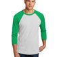 Unisex 3/4 Sleeve Raglan Tee - NL6051 - Envy/Heather White