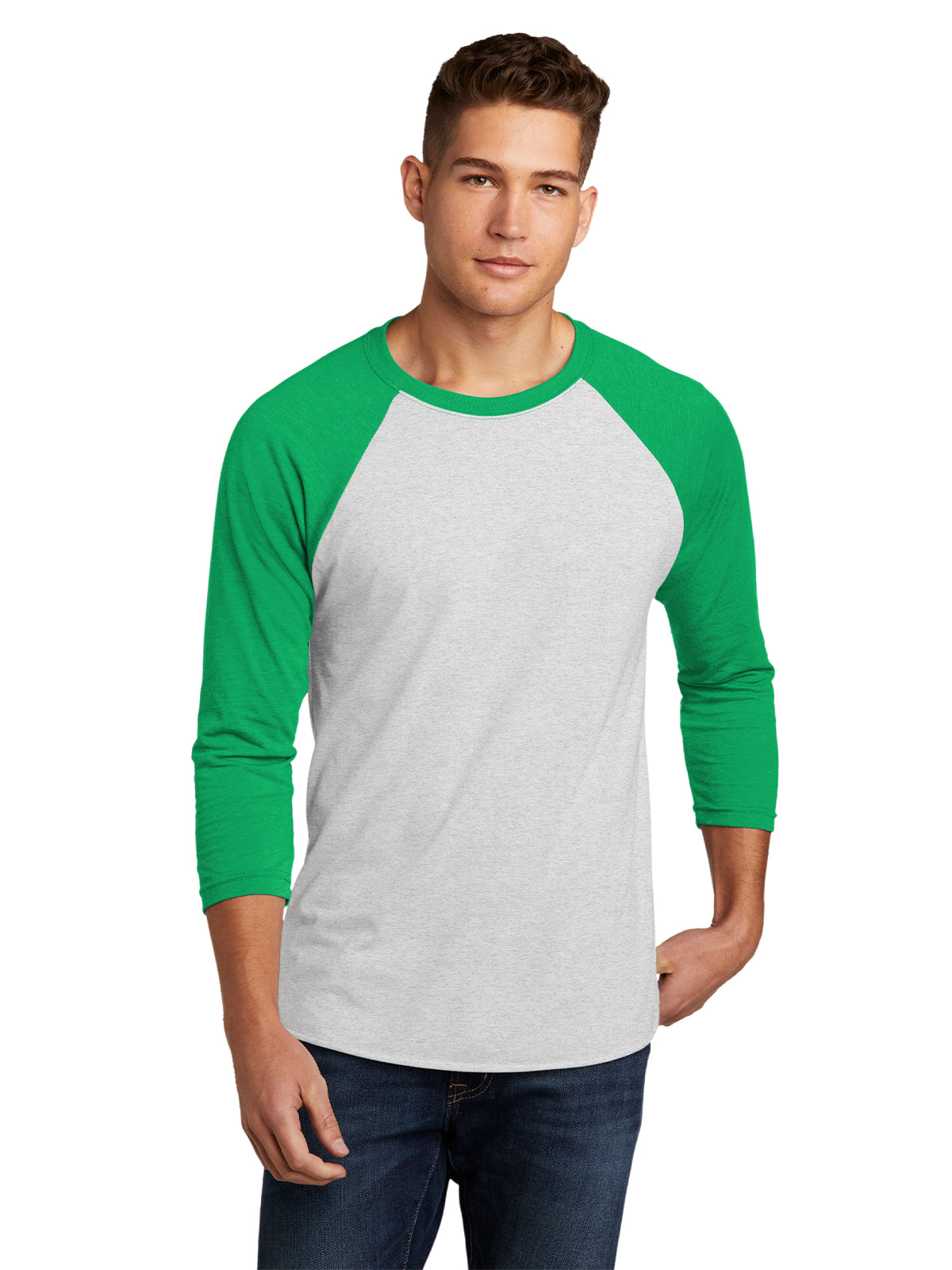 Unisex 3/4 Sleeve Raglan Tee - NL6051 - Envy/Heather White