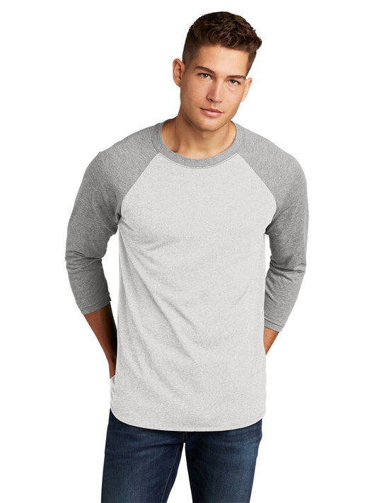 Unisex 3/4 Sleeve Raglan Tee - NL6051 - Premium Heather/Heather White