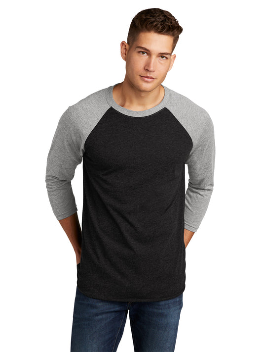Unisex 3/4 Sleeve Raglan Tee - NL6051 - Premium Heather/Vintage Black