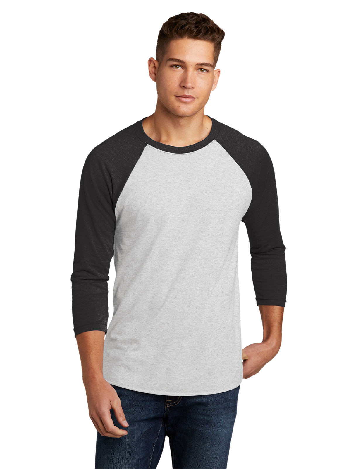 Unisex 3/4 Sleeve Raglan Tee - NL6051 - Vintage Black/Heather White