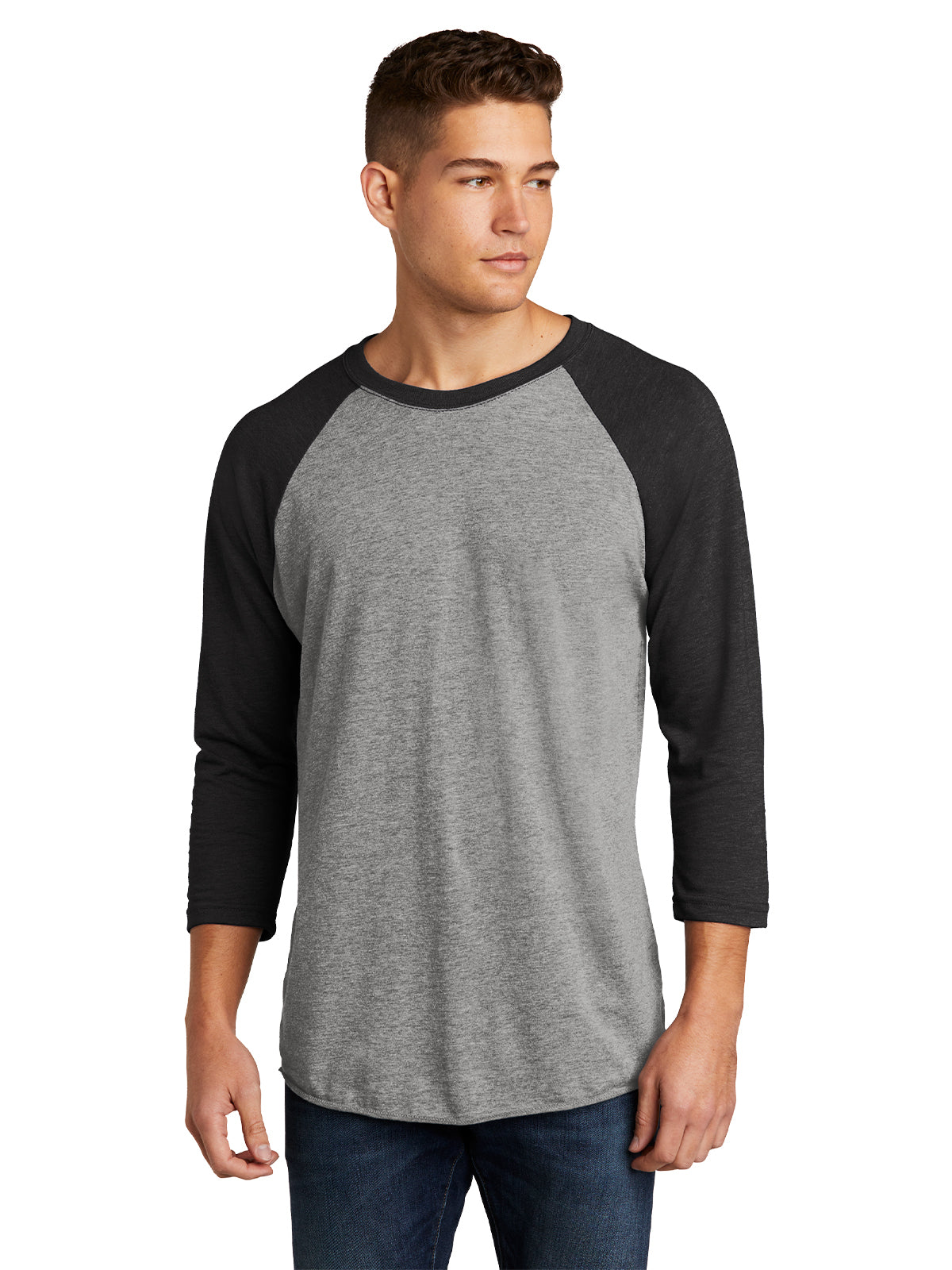 Unisex 3/4 Sleeve Raglan Tee - NL6051 - Vintage Black/Premium Heather