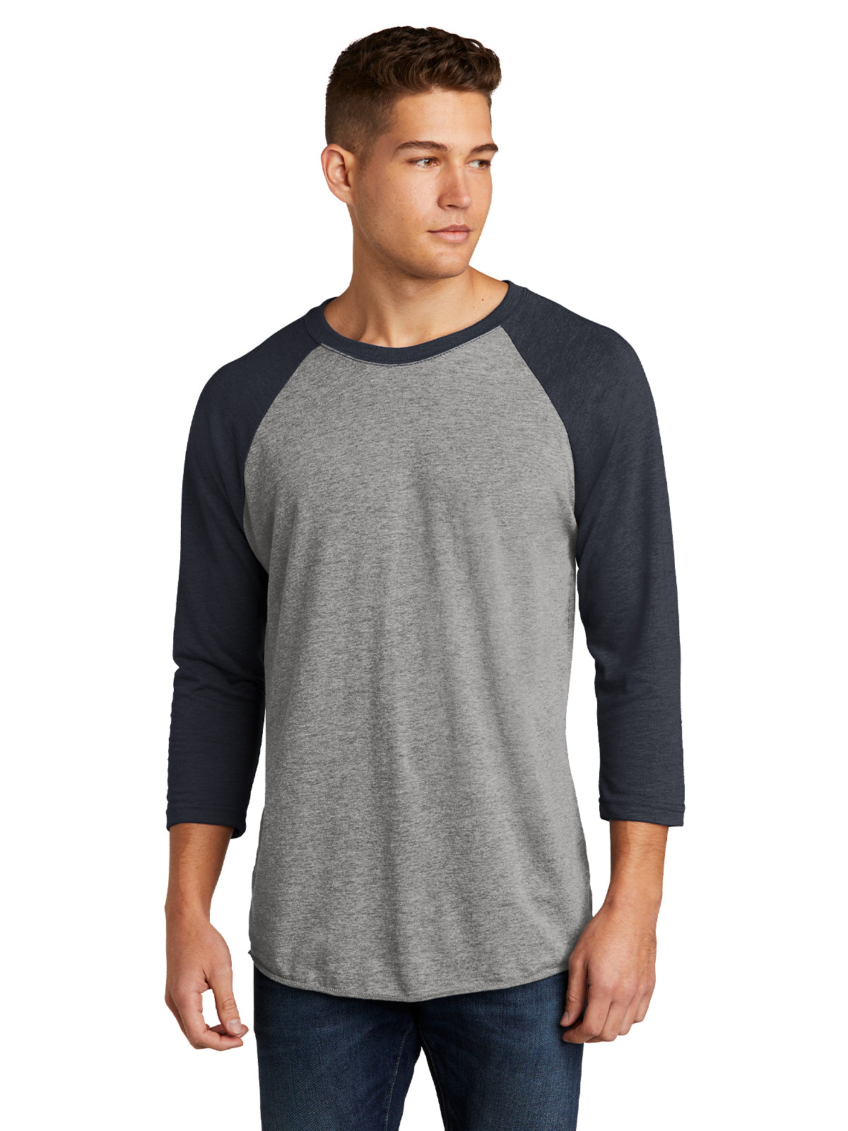 Unisex 3/4 Sleeve Raglan Tee - NL6051 - Vintage Navy/Premium Heather