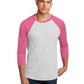 Unisex 3/4 Sleeve Raglan Tee - NL6051 - Vintage Pink/Heather White