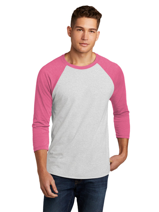 Unisex 3/4 Sleeve Raglan Tee - NL6051 - Vintage Pink/Heather White