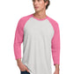 Unisex 3/4 Sleeve Raglan Tee - NL6051 - Vintage Pink/Heather White