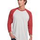 Unisex 3/4 Sleeve Raglan Tee - NL6051 - Vintage Red/Heather White