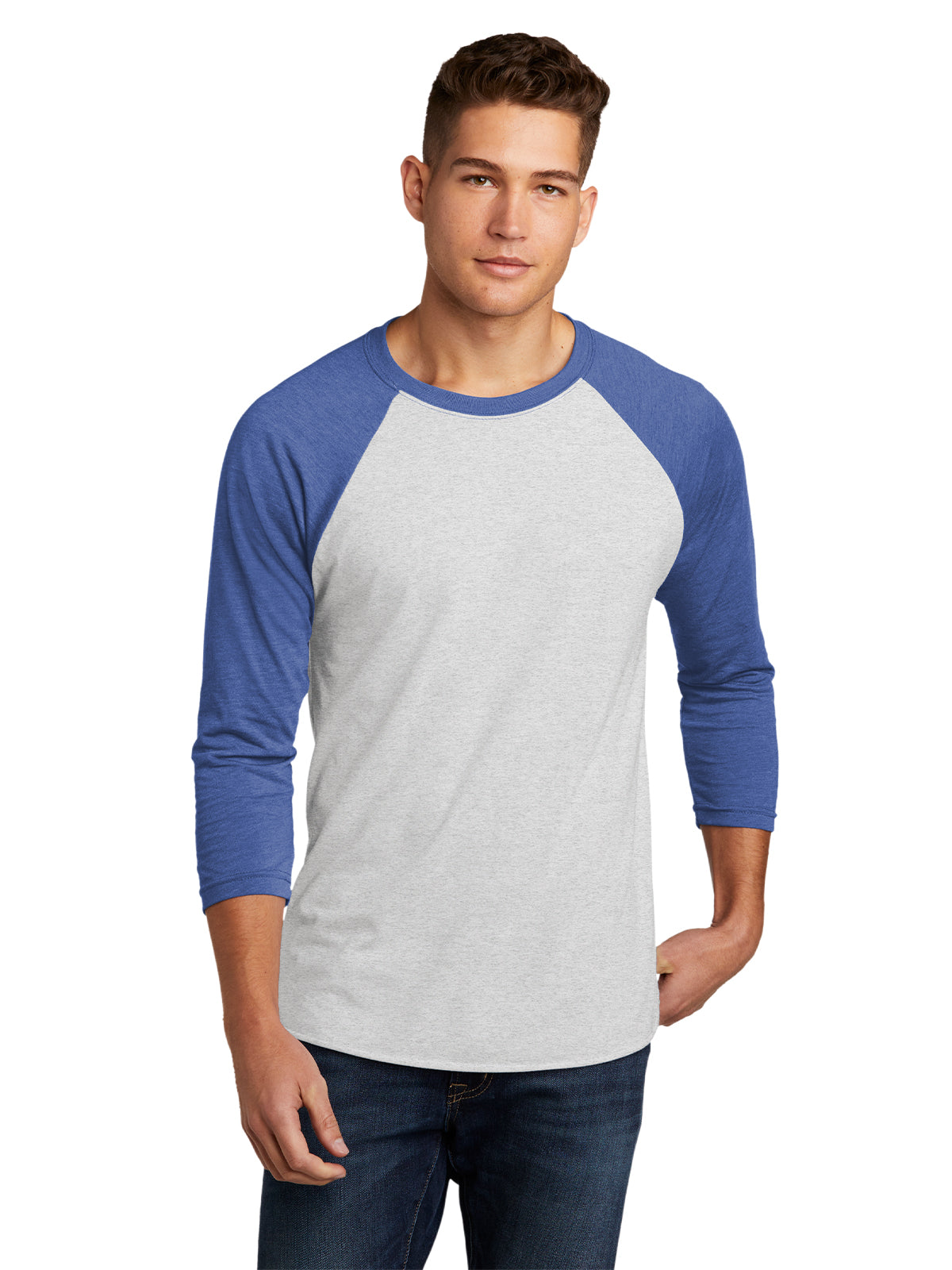 Unisex 3/4 Sleeve Raglan Tee - NL6051 - Vintage Royal/Heather White