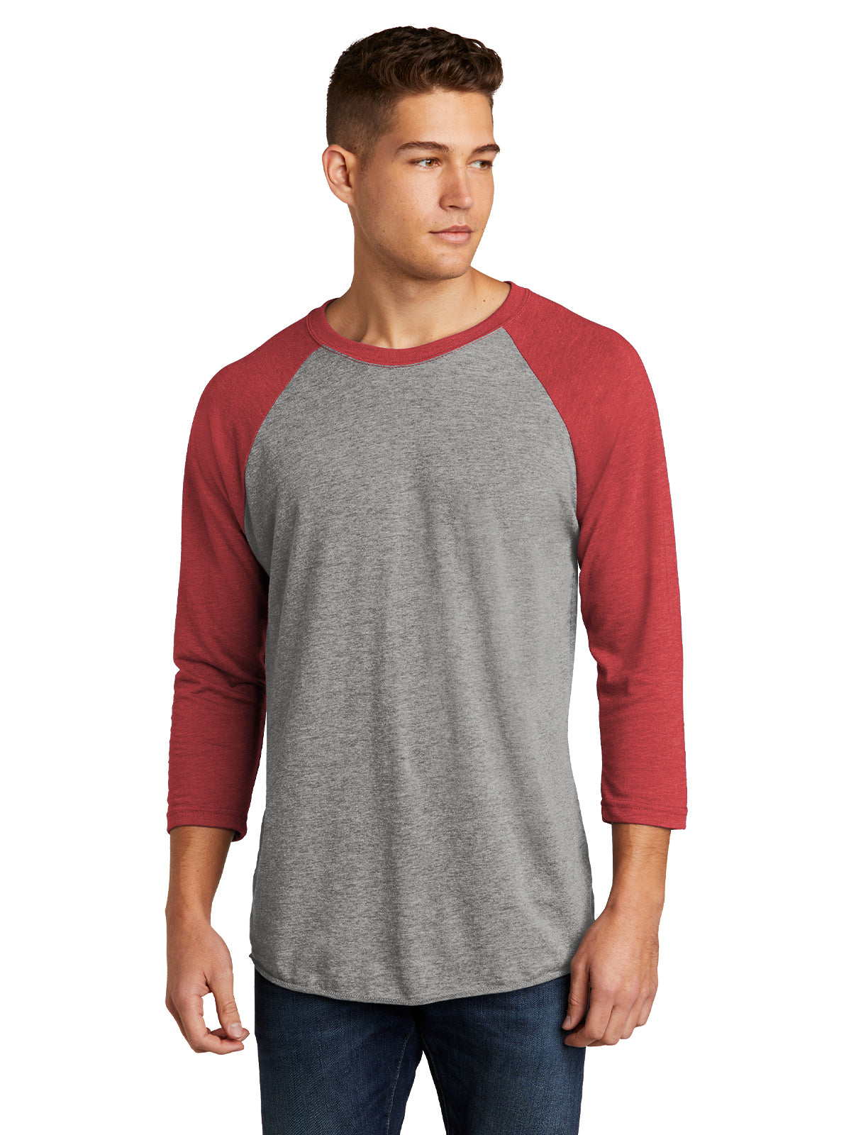 Unisex 3/4 Sleeve Raglan Tee - NL6051 - Vintage Red/Premium Heather