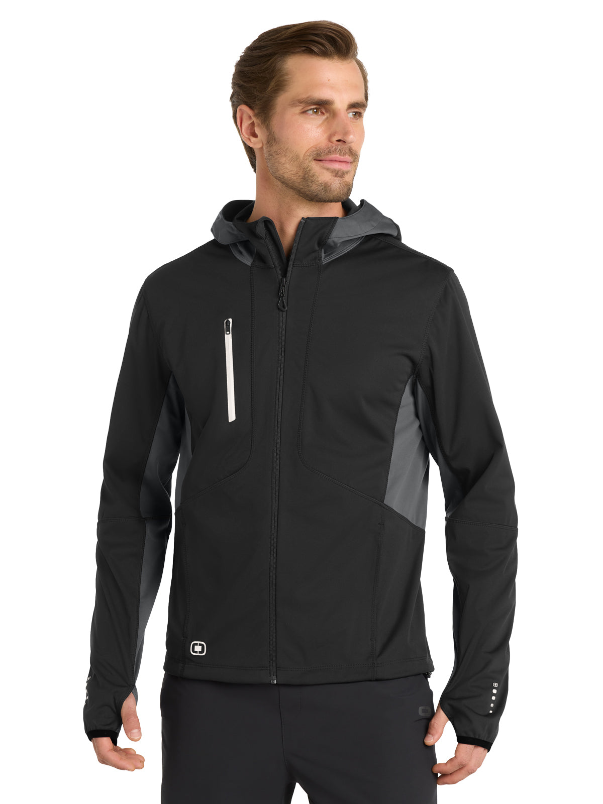 Men's 4-Pocket Pivot Soft Shell Jacket - OE721 - Blacktop/ Gear Grey
