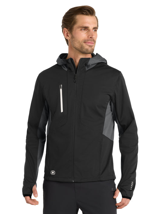 Men's 4-Pocket Pivot Soft Shell Jacket - OE721 - Blacktop/ Gear Grey
